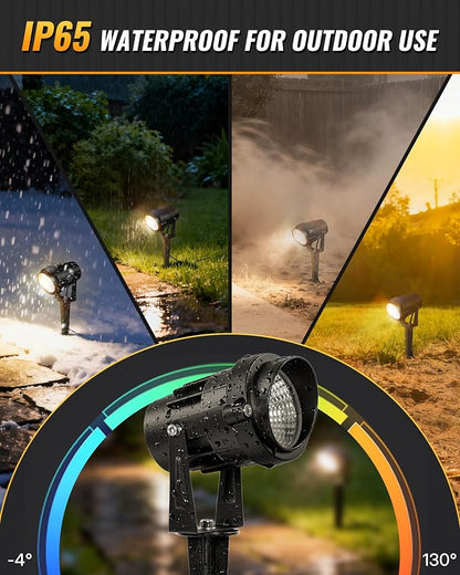 6W 700LM Low Voltage Landscape Lighting, 12V AC/DC 3000K Warm White LED Low Voltage Landscape Lights, IP65 Waterproof Outdoor Spotlights with Connectors for Garden Tree Yard 10Pack W01SLP1006