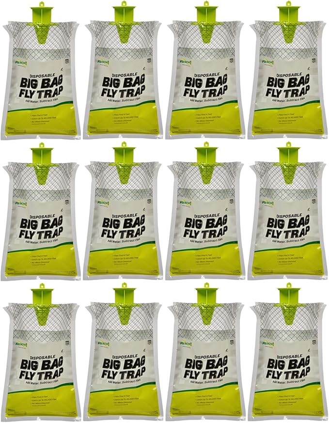RESCUE! Big Bag Fly Trap – Disposable, Outdoor Use - 12 Traps