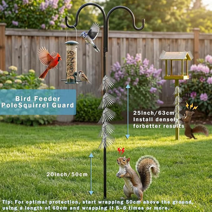6m Anti-Bird/Squirrel Spikes & Squirrel Proof Baffle for Bird Feeders Pole | 4in Multi-Layer Barrier with 23 Prong,for Shepherd's Hooks/Fences/Roofs/Trees/Gutters&Downspouts,Repels Pigeons,Raccoons,Mice
