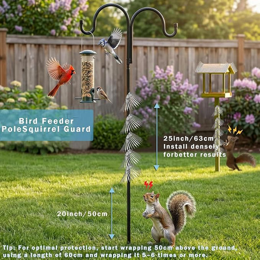 Anti-Bird/Squirrel Spikes & Squirrel Proof Baffle for Bird Feeders Pole | 4in Multi-Layer Barrier with 23 Prong,for Shepherd's Hooks/Fences/Roofs/Trees/Gutters&Downspouts.Repels Pigeons,Raccoons,Mice