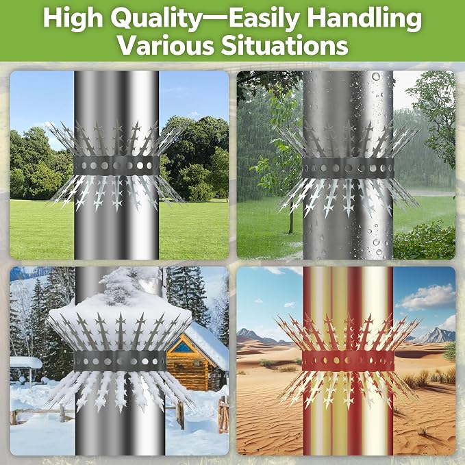 Deecam 80in Stainless Steel Bird Spikes, Squirrel Proof Baffle for Bird Feeders, Pigeon Deterrent Spikes for Roof Fence Garden Wall to Keep Birds Squirrels & Raccoon Away
