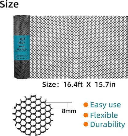 Pet & Garden Safeguard - 15.7IN x 16.4FT Roll - Black Plastic Netting, Multi-Use Decorative Fencing for Poultry, Dogs, Rabbits,Chicken and Snake Barrier
