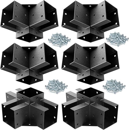 3-Way & 4-Way Pergola Brackets, 4"x4" Pergola Kit, Pergola Corner Bracket for Gazebos, Patio Pergolas, Log Cabin, Wooden Beams (6PCS)