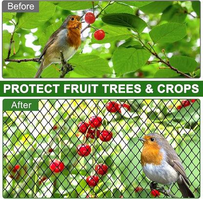 Heavy Duty Nylon Garden Mesh Netting - 25' x 25' Poultry Netting with 2.4' Square Mesh for Chicken Coop, Garden Protection, Fruit Tree Against Aviary, Deer, Squirrel
