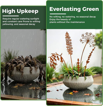 5-Pack Rustic Metal Decorative Garden Stakes, Multiple Nature-Inspired Designs, Metal Flowers Indoor&Outdoor Garden Decor, Gift-Boxed Yard Art for Pots, Planters Flower Beds (Wildflower Mix Set)