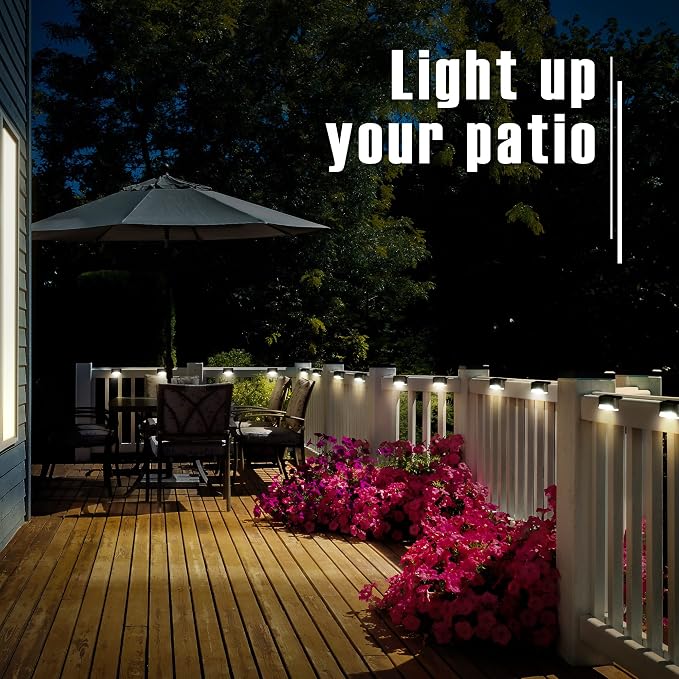 GIGALUMI Led Solar Deck Lights, 20 Pack Waterproof for Outdoor Stairs, Step, Fence, Railing, Yard and Patio (Warm White)