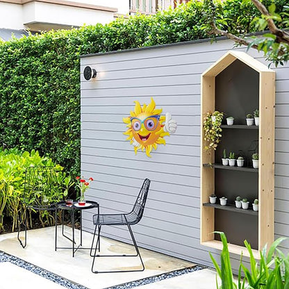 2Pcs Metal Sun Wall Decor, 13Inches Sun Outdoor Wall Art for Garden Yard Room Kitchen Patio Fence Decorations