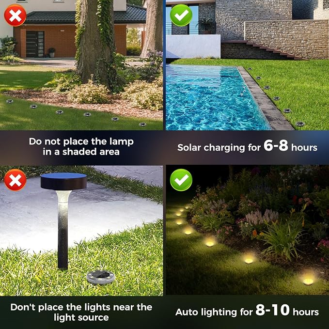 Peasur Mini Solar Ground Lights, 4 Pack Flat Solar Disc Lights Outdoor Waterproof, 2.3 Inch Small Solar Garden Lights Landscape Lighting for Outside Pathway Garden Yard Lawn Walkway,Warm White