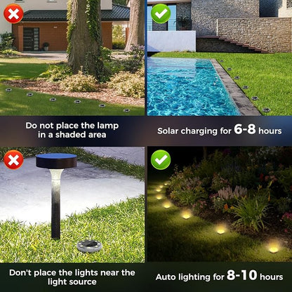 Peasur Mini Solar Ground Lights, 4 Pack Flat Solar Disc Lights Outdoor Waterproof, 2.3 Inch Small Solar Garden Lights Landscape Lighting for Outside Pathway Garden Yard Lawn Walkway,Warm White