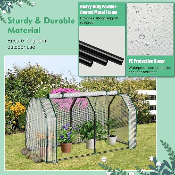 S AFSTAR Raised Garden Bed with Greenhouse Cover, Elevated Wooden Planter Box, 47”L x 24”W x 30”H, Outdoor Gardening Planting Bed for Vegetables Flowers & Herbs Grow Backyard Patio Lawn