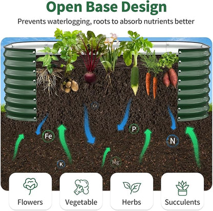 Kesfitt Raised Garden Bed Outdoor, Galvanized Steel Metal Raised Bed Planter for Vegetables, 24-Inch Deep Open Bottom Backyard Garden Bed 6x3x2 ft, Forest Green