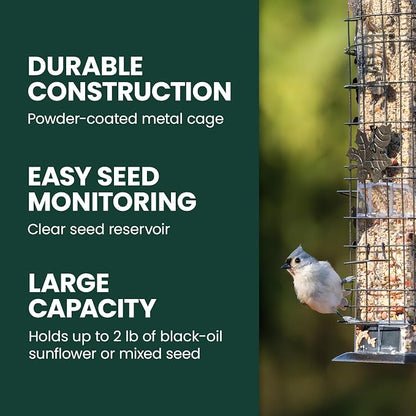 Perky-Pet 336-1SR Squirrel-Be-Gone Squirrel Proof Bird Feeder, 2LB, Outdoor Wild Bird Feeder with Weight-Activated Perches
