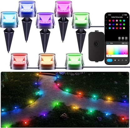DeckTok Outdoor Ground Lights, 50ft Smart RGBCW LED Pathway Lights Work with Alexa, Google Assistant, 15 Pack IP67 Waterproof Landscape Lighting for Path Yard Lawn Patio Pool Fence and Party Decor