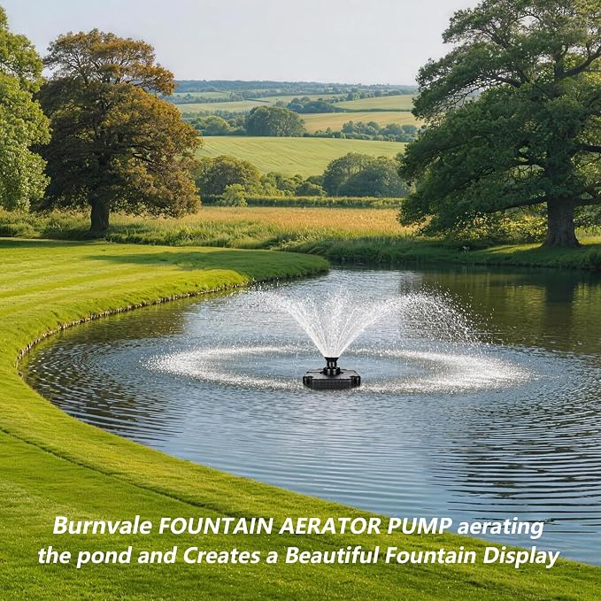 Pond Fountain Aerator, 1HP 110V 750W 15000 GPH Stainless Steel Floating Aerating Fountain Pump with 100 FT Power Cord, Timer, 2 x 100 FT Traction Rope, Powerful Lake Pond Aerator for Larger Ponds