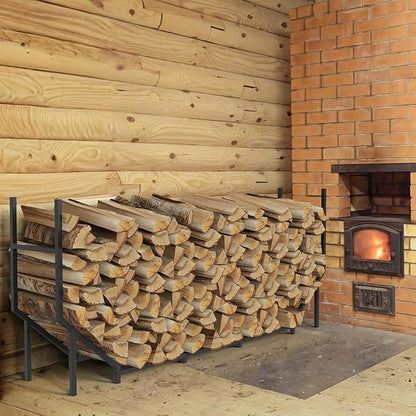 6 ft Firewood Rack Outdoor, Heavy Duty Metal Fire Wood Rack for 880LBS Capacity, 1/4 Cord Log Holder with 12 Support Legs for Patio, Porch and Indoor Fireplace