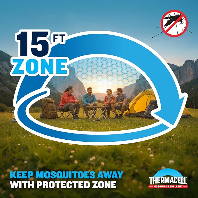 Thermacell Mosquito Portable Repeller; Includes 12-Hour Refill; 15 Foot Zone of Protection; Highly Effective Mosquito Repellent; Bug Spray Alternative; Scent Free