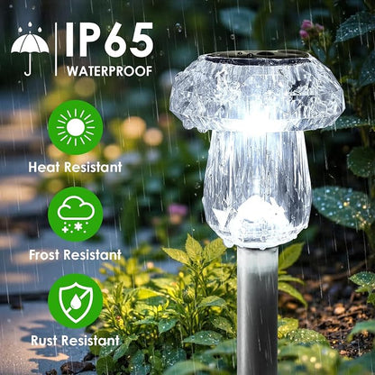 Mancra Solar Pathway Lights Outdoor, 8 Pack Mushroom Solar Lights Outdoor Waterproof Dusk to Dawn Solar Garden Lights for Yard Walkway Garden Decor, Cool White
