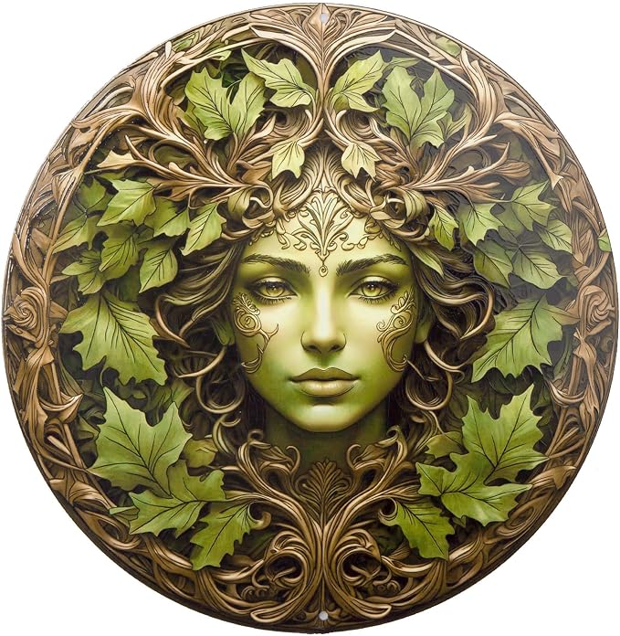 KVTTOZA 2D Tree Woman Flat Wall Art Decor, 11.8Inch Metal Outdoor Garden Wall Decors Gardens Guardian Decor Wall Art for Indoor Outdoor Room Garden Porch Fence Decor