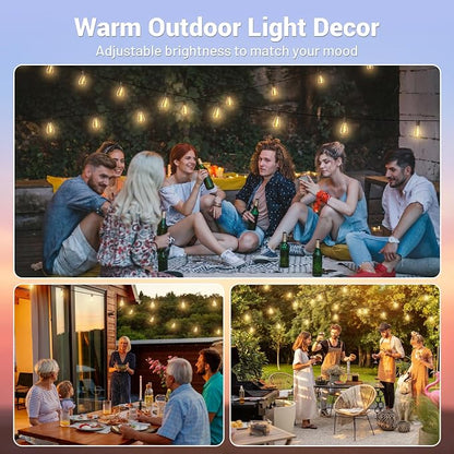 120FT Outdoor String Lights, Waterproof Patio Lights with 30+2 Shatterproof LED Bulbs, Hanging Decor for Backyard Garden Porch Bistro,2700K Warm White