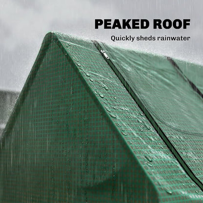Outsunny 6' x 3' x 3' Portable Greenhouse, Garden Green House with 2 PE/Plastic Covers, Steel Frame and 2 Roll Up Windows, Green