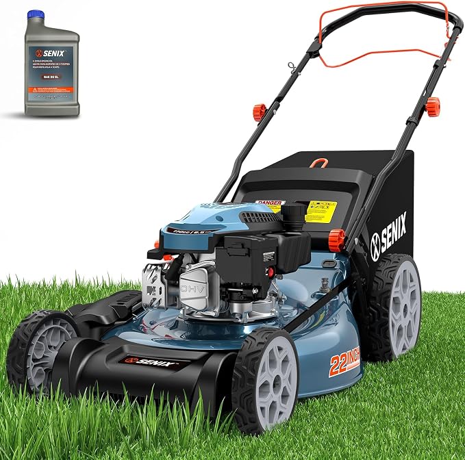 SENIX 22 Inch Self Propelled Gas Lawn Mower 170cc 4-Cycle RWD Mower | SENIX 22" Self-Propelled Gas Lawn Mower, Gas Powered Lawn Mower,170cc 4-Cycle Engine, Easy Start