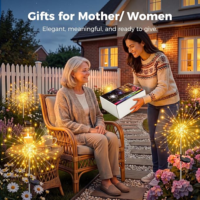 btfarm 8 Pack Solar Garden Lights, Firework Lights Solar Powered-Warm White | 120LED 8 Mode Waterproof Twinkle Fairy Light Outdoor Outside for Yard Pathway Lawn Pool Patio Christmas Decorative