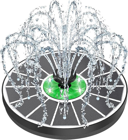 Yzert Solar Fountain White Lights Glass, 3.5W Solar Water Fountain with 2200 mAh Battery, Bird Bath Fountains Solar Power with 4 Fixers & 7 Nozzles for Outdoor,Patio, Garden Decor, Pond,Hummingbird