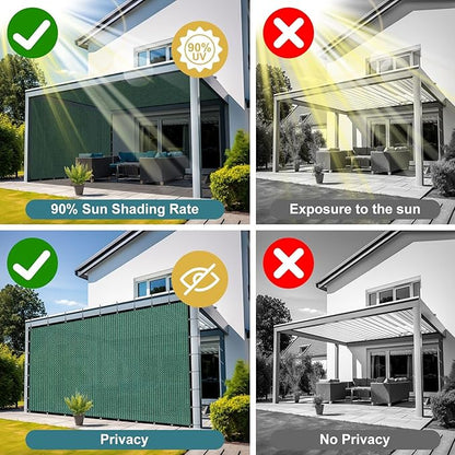 Shade&Beyond 90% Sun Shade Cloth with Grommets, 12' X 16' Pergola Shade Cover Canopy, Mesh Tarp Sun Screens for Patio, Outdoor, Garden, Backyard, Green