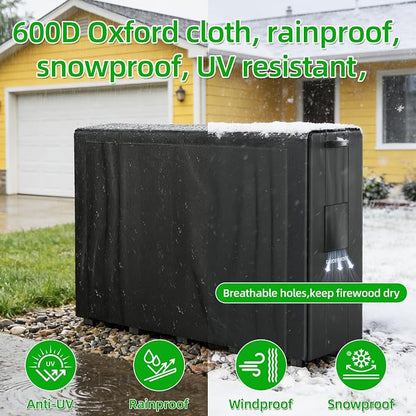 GARDENWORK 8FT Firewood Rack Outdoor with Cover,Heavy Duty Fire wood Log Holder,Wood Storage Racks with 600D Oxford Cover for Indoor and Outdoor with Firewood Bag