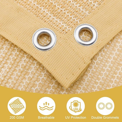 Shade&Beyond 90% Sun Shade Cloth with Grommets, 8' X 12' Pergola Shade Cover Canopy, Mesh Tarp Sun Screens for Patio, Outdoor, Garden, Backyard, Wheat