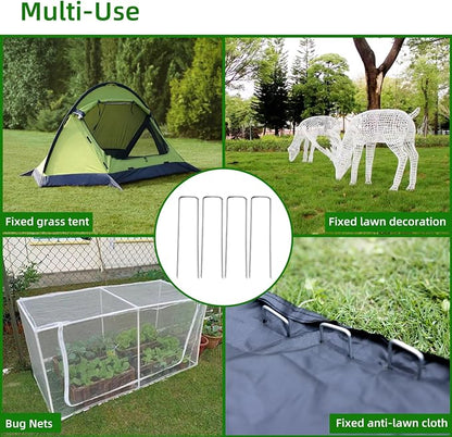 100 Pack Lawn Staples, Premium Garden Landscape Staples, Galvanized Heavy-Duty Gauge Stakes, U-Shaped Tent Stakes, Anti-Rust Fence Netting Pins Ground Spikes, Sod Pins