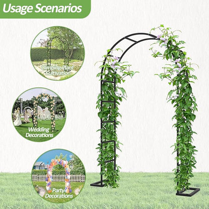 Garden Arch Trellis for Climbing Plants Outdoor, Wedding Arch with Base-94.5"(H)*55"(W), Balloon Arch Stand for Ceremony Valentines Day Birthday Baby Shower Garden Floral