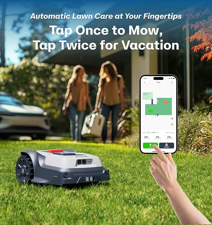 T1200Pro Wire-free Robot Lawn Mower with 24 Replacement Blades, Automatic Robot Mower for 0.37 Acre, RTK+Vision, AI Obstacle Avoidance, Adjustable Cutting Height Multi-Zone Mowing Robotic Mower