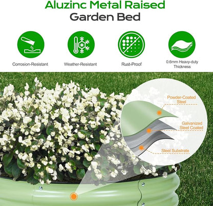 Aoodor 2-in-1 Modular Aluzinc Metal Raised Garden Bed, 63" L x 32" W x 32" H, Outdoor Planter Box for Vegetables, Flowers, and Herbs, Olive Green