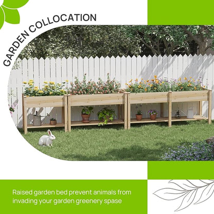 48x24x30.7in Wood Raised Garden Bed with Legs Wooden Planter Box with Storage Shelf Elevated Wood Planter Box for Vegetables Flowers Herbs Garden Planter for Backyard Patio Balcony (Natural, Medium)