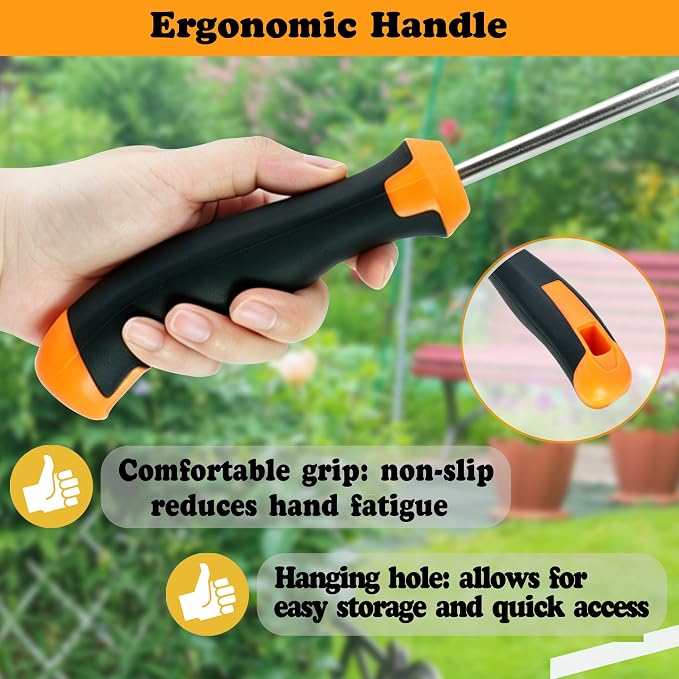 2PCS Weed Puller Tool, Manual Weeder Crack Weeder Garden Weeding Tools | Stainless Steel 4-Teeth Hand Weed Pulling Tools, Rubber Handle Weed Remover Tool for Uprooting Gardening Planting