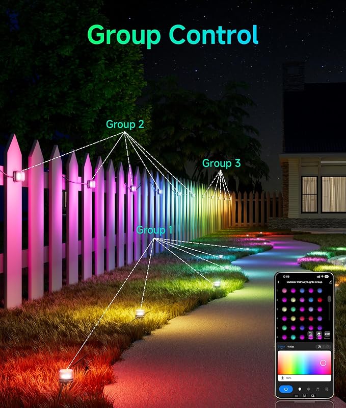 DeckTok Outdoor Ground Lights, 50ft Smart RGBCW LED Pathway Lights Work with Alexa, Google Assistant, 15 Pack IP67 Waterproof Landscape Lighting for Path Yard Lawn Patio Pool Fence and Party Decor