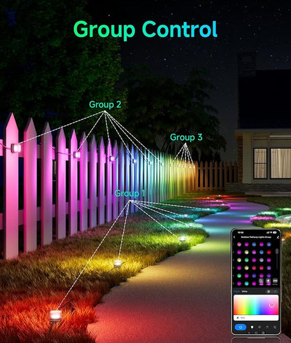 DeckTok Outdoor Ground Lights, 50ft Smart RGBCW LED Pathway Lights Work with Alexa, Google Assistant, 15 Pack IP67 Waterproof Landscape Lighting for Path Yard Lawn Patio Pool Fence and Party Decor