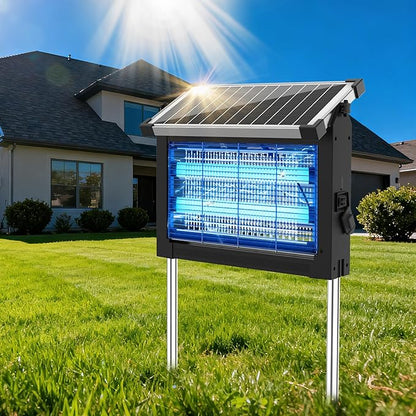 OnBeam Solar Bug Zapper Outdoor, 4500V Mosquito Zapper Fly Trap for Patio | 10W Solar Panel, IPX5 Waterproof, Auto Mode, Solar Powered, USB C Charging, Electric Rechargeable Mosquito Killer for Garden