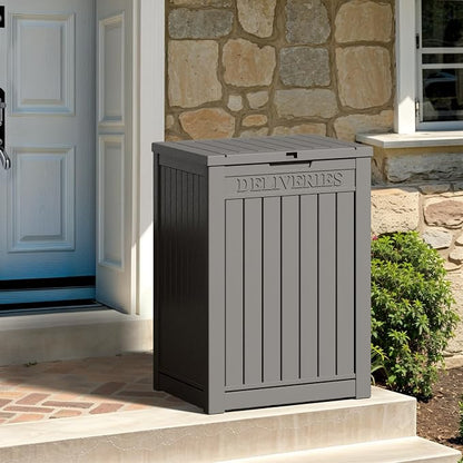 LHBGO Package Delivery Box for Outside, 48 Gallon Storage with Lockable Secure, Large Double Wall Resin Outdoor Package Delivery Waterproof Deck
