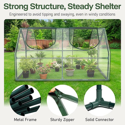 OnBrand 64.96" x 33.07" x 35.43" Portable Mini Greenhouse for Outdoors Indoors, PVC Small Green House with Dual-Sided Doors, Clear Plant Tent for Seedlings Flowers Vegetables