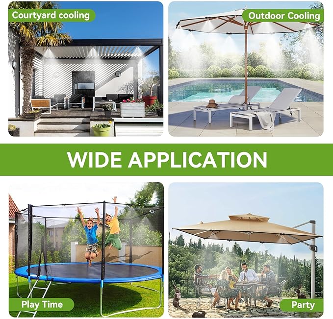 120FT Misters for Outside Patio, Outdoor Misting Cooling System with 28 Brass Nozzles & 2 Water Filters, DIY Misting Kit for Backyard Garden Greenhouse Deck Umbrella Canopy Pool Porch Trampoline