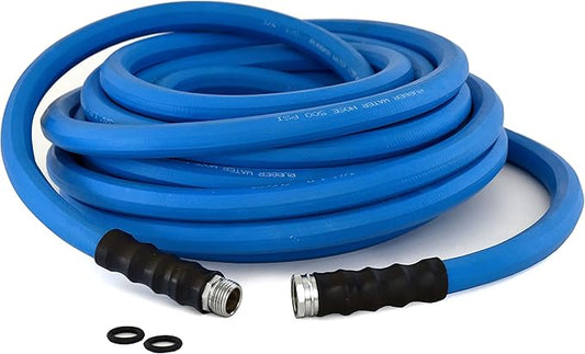 AG-LITE BSAL5875 5/8" x 75'' Hot/Cold Water Rubber Garden Hose, 100% Rubber, Ultra-Light, Super Strong, 500 PSI, 50F to 190F Degrees, High Strength Polyester Braided
