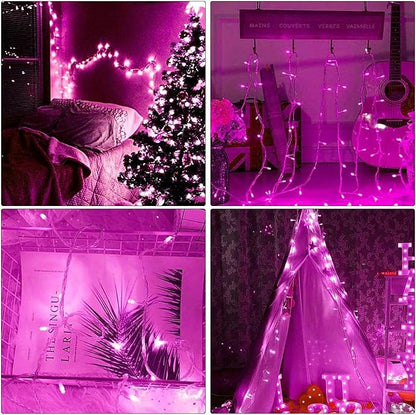 Pink String Lights Outdoor Valentines Day Decorations, 8 Modes Fairy Christmas Lights Plug in for Bedroom Tree Outsides Decor (Pink, 300Led)