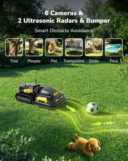 YARBO Robot Lawn Mower for Large Yard up to 6 Acres, Hands Free Operation, Perimeter Wire Free, Modular Design, 1.2"-4.0" Cutting Height, 70% Slopes, Auto Recharging, AI Vision & RTK for Navigation