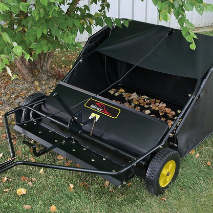 Brinly STS-42BHDK-A 40" Tow-Behind Lawn Sweeper with Dethatcher and Hamper Windscreen
