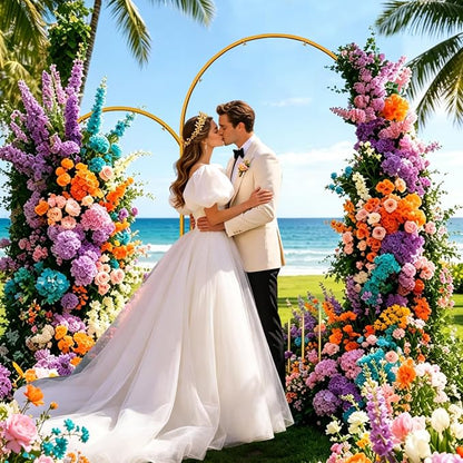 Wedding Arch Backdrop Stand, Gold Metal, Set of 2, 7.2FT and 6FT, for Birthday Party, Baby Shower, Graduation, Photo Booth, Balloon Floral Decoration