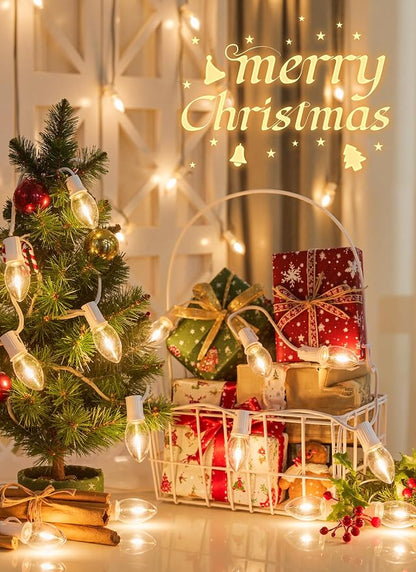 Vintage C9 LED Christmas Lights Outdoor, 25Ft C9 String Lights with 25 Shatterproof Colorful Bulbs, Waterproof Connectable Christmas Tree Lights for Roofline Holiday Garden Party Xmas Decorations