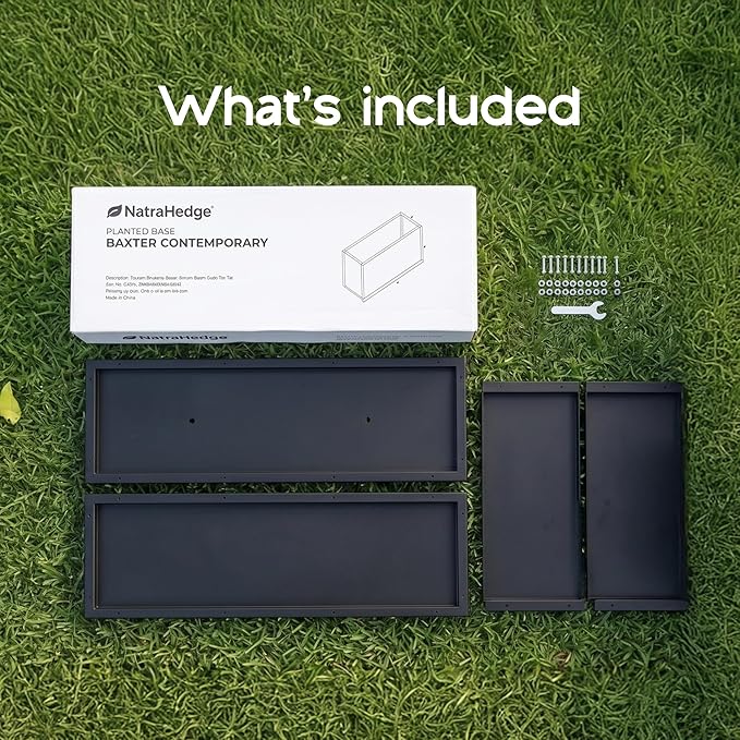 NatraHedge Hampton Wooden Planter Box (44"" Lx15 Wx15 H) Black-Aluminum | (Black Aluminum) Classic Indoor and Outdoor Rectangular Garden Use for Patio Yard Greenhouse Vegatable Flowers and Herb