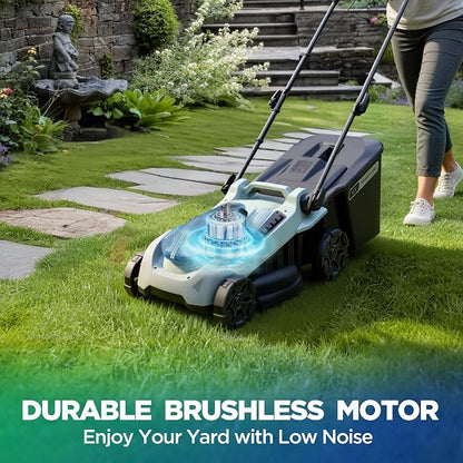 16-Inch Electric Lawn Mower, 40V Brushless Cordless Push Mower with 4.0Ah Battery & Charger, 2-in-1 Mulching/Bagging, 6-Position Height for Small Yards